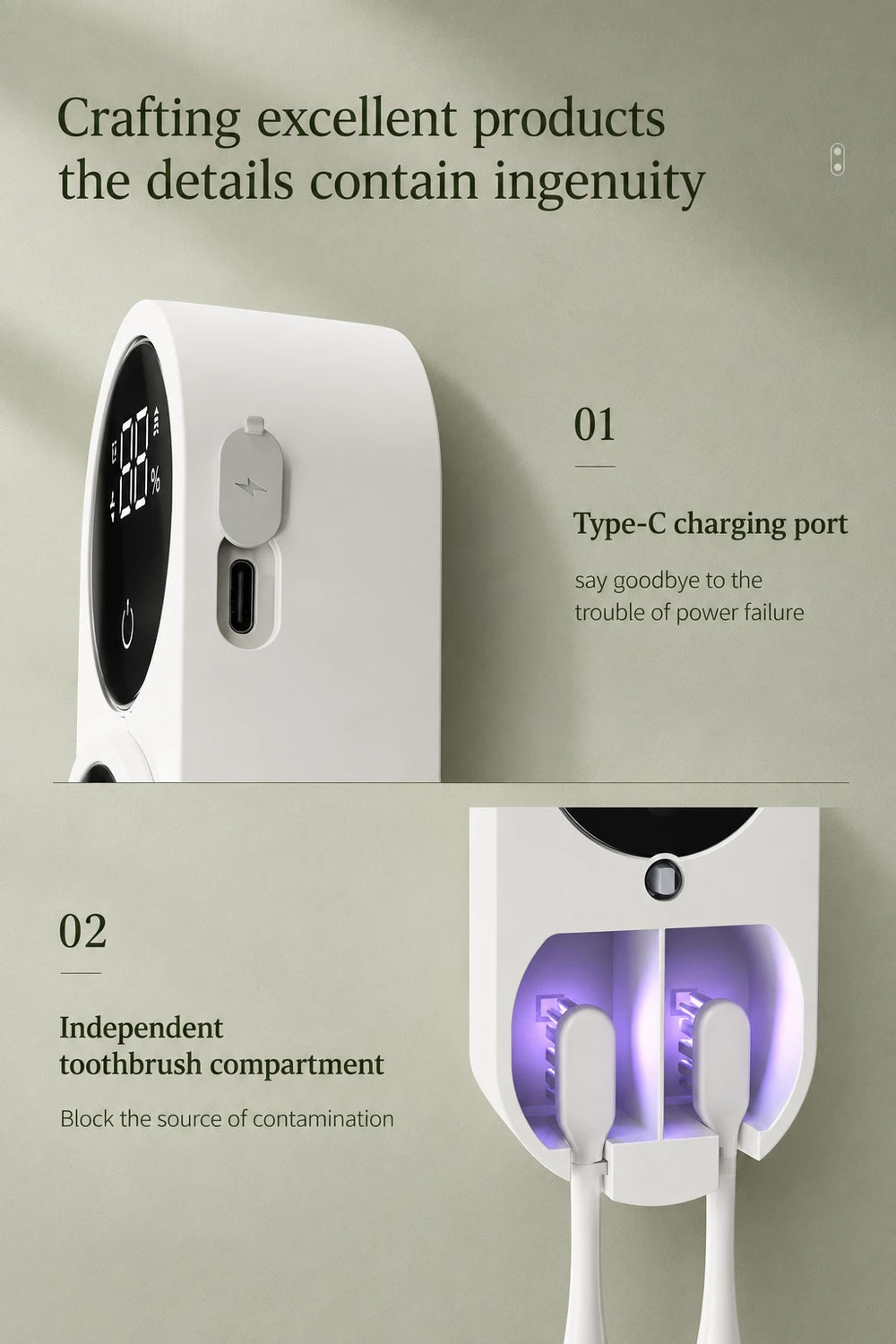 Sarven Living™ UV Toothbrush Care Station
